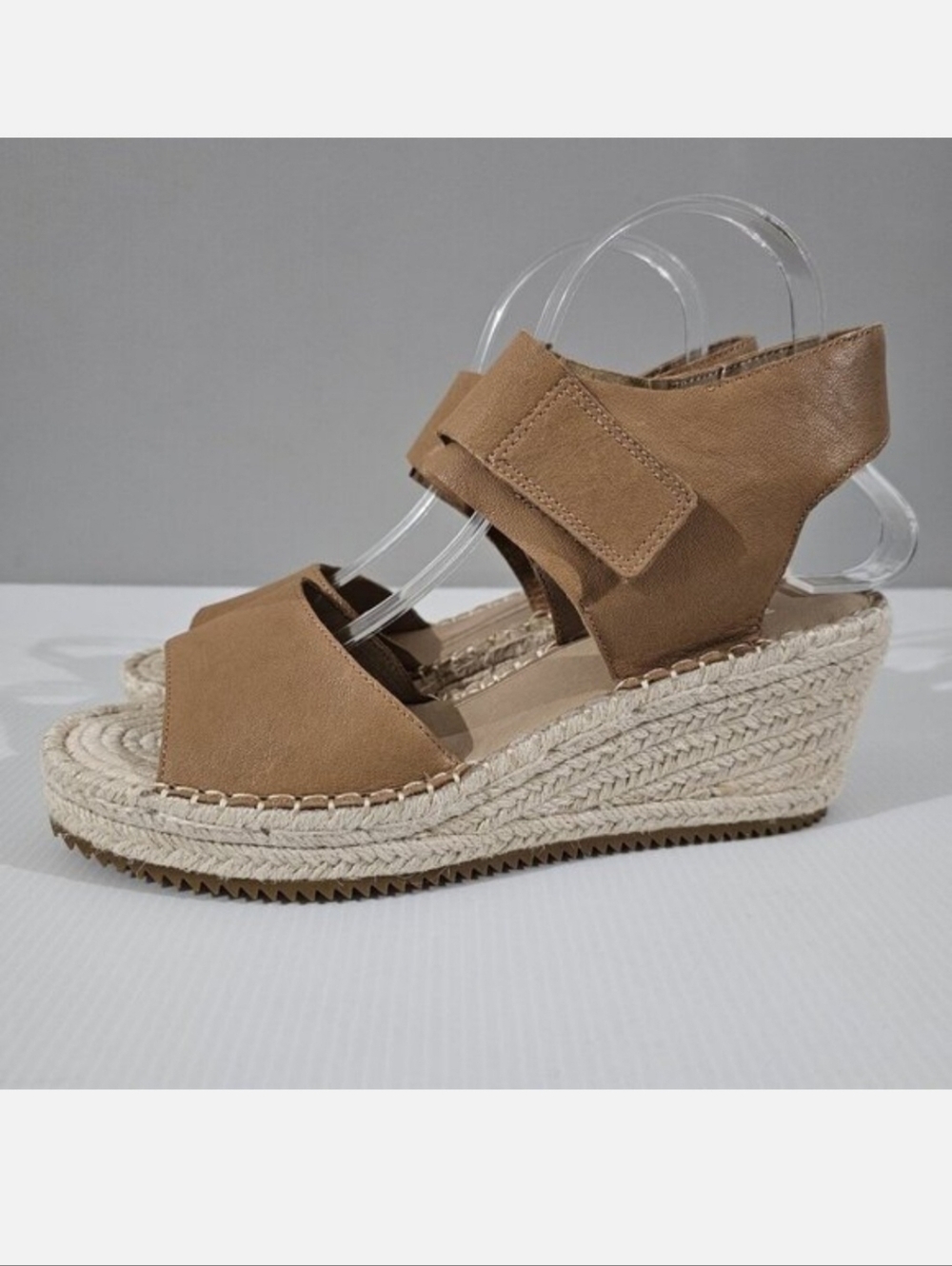 Eileen Fisher Weslia Espadrille Wedge Sandal Womens Size 9 Brown Leather NEW